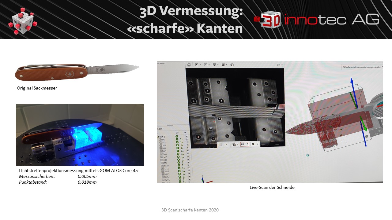 3D Scannen einer Sackmesserklinge mit GOM ATOS Core 45